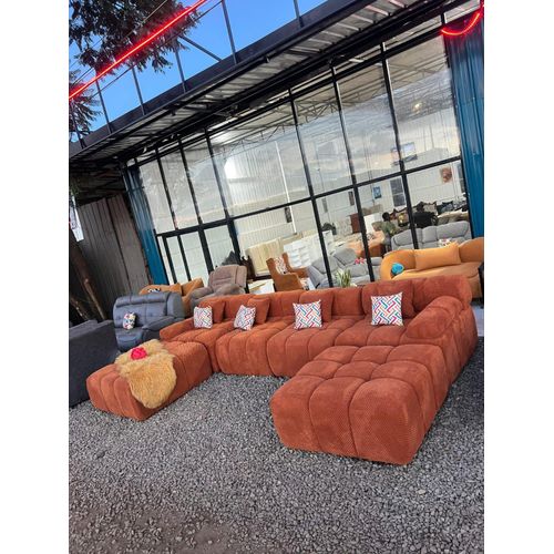 U Shape ten Seater in bubble orange