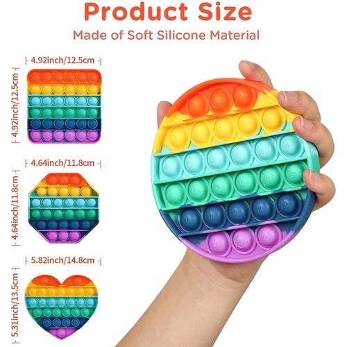 Popet Fidget Reliver Stress Toy Rainbow Push Pop Bubble Sensory Antistress Toy Adult Children Relieve Autism Fіsh Poppet Тоуѕ 3 1 PC