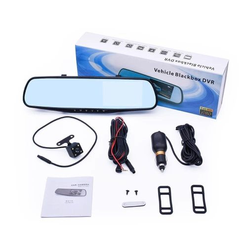 HD Dual Lens Vehicle Blackbox DVR With Rearview Mirror Display