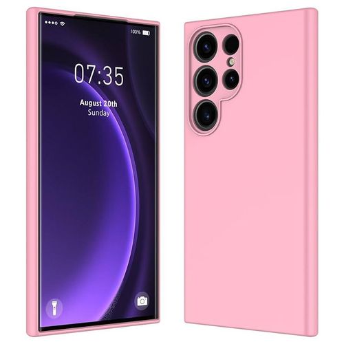 Samsung Galaxy S24 Ultra Original Soft Silicone Protective Cover Case, Flexible Shockproof Slim Back Cover in Pink