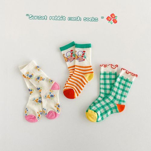Kids Socks Spring Summer Mesh Socks 1-12T Children Socks Baby Polka Dots Little Big Girls Fancy Socks Mid Calf LengthL6-8 year-old