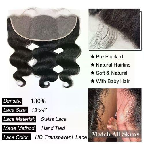 13x4 HD Lace Frontal 100 Virgin Human Hair Straight 1B Black Natural Hairline