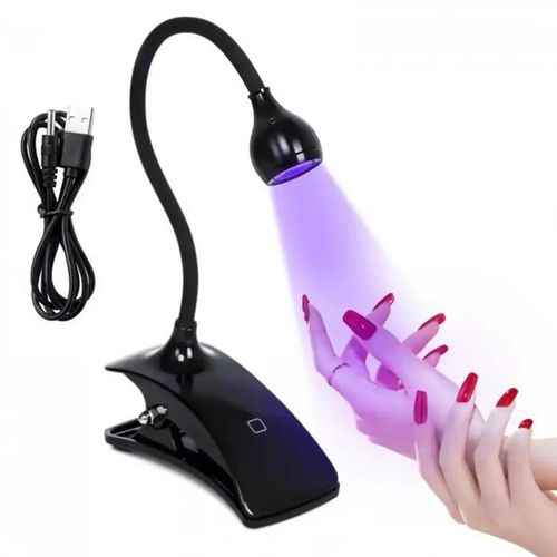 Portable UV Nail Polish Lamp Professional LED Gel Nail Dryer Mini Clip On Desk Flexible Arm Rotating Angle USB Quick Flash Cure Manicure Pedicure Tool for Home Salon
