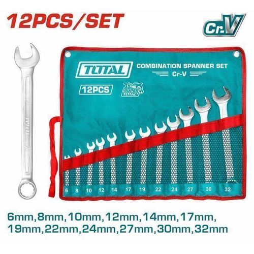 THT1022122 12 Pcs combination spanner set Size:6-32mm