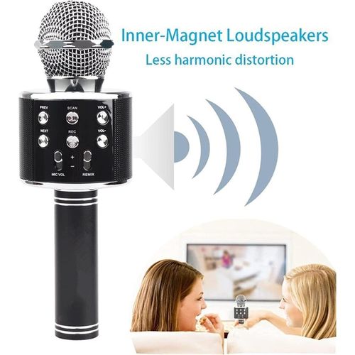 Children’s Wireless Karaoke Mic with Flashing Lights – Black Edition