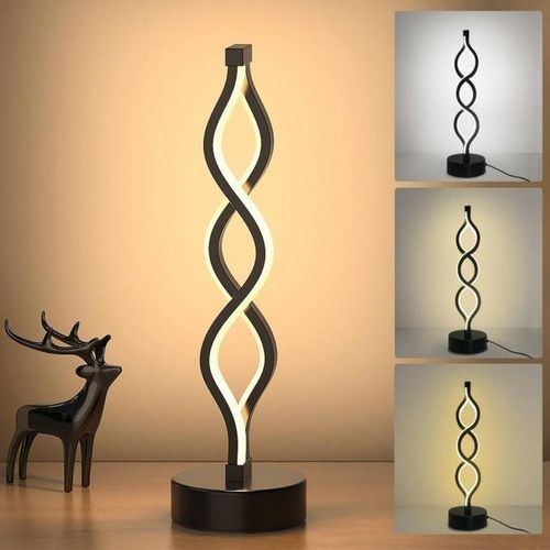 Modern Infinity Spiral LED Table Lamp - 15.8" Dimmable Touch Bedside Lamp, 3 Color Temperatures, Black Metallic Finish