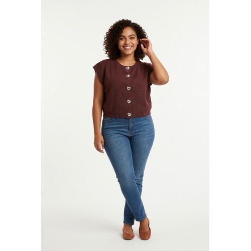 BROWN SHORT-SLEEVED CARDIGAN