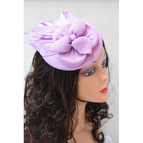 Lavender Fascinator Headband with Floral & Feather Accents – Elegant Women’s Accessory
