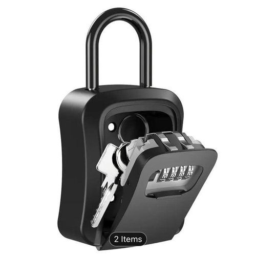 Full metallic keylock box with hook Key Storage Lock Box Wall Mount Aluminum Alloy 4-Digit Combination Waterproof Lockbox Key Safe Box with hook -Black.