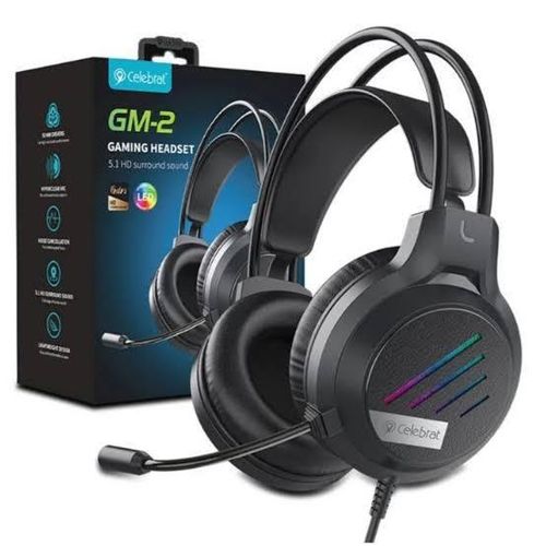 GM-2 Gaming Headset Over-Ear Wired Headphones with 50mm Drivers Virtual 71 Surround Sound Noise Isolating Mic RGB Lighting Comfortable Memory Foam for PC PS4 PS5 Xbox Switch