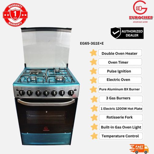 Free Standing Cooker – Model EG65-3G1E+E, 3 Gas + 1 Electric with Electric Oven