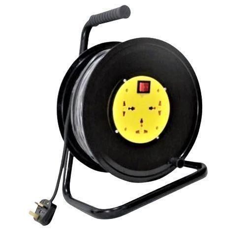 Powermate 50M Heavy Duty Outdoor Extension Lead Cable Reel With Sockets-Easy Handle Rewind & Heavy-Duty