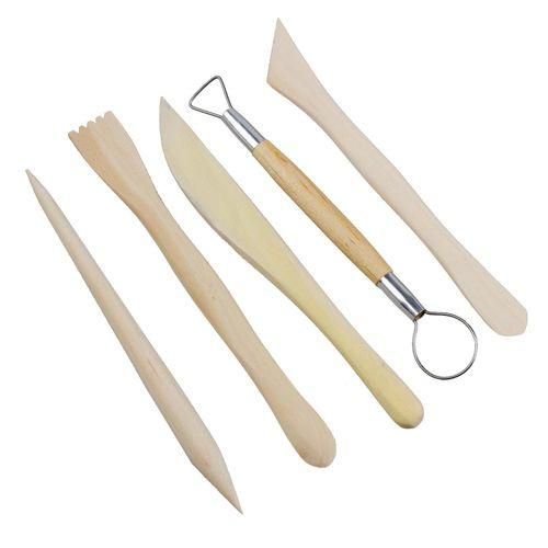 5Pcs Wooden Pottery Clay Sculpture Carving Tool