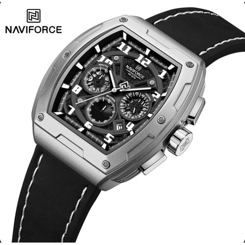 Authentic NAVIFORCE NF8053 Gents Chronograph Watch – Durable Leather Strap, Precision Timekeeping, and Waterproof Build