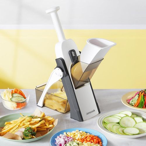 Premium Safe Mandoline Slicer and Vegetable Chopper - Multifunctional Vertical Food Cutter, Dicer, and French Fry Slicer with Adjustable Thickness - Professional Kitchen Gadget for Rapid Meal Prep