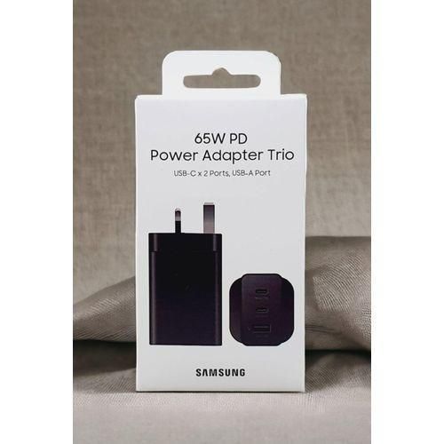 Galaxy S26+ 65W PD Super fast Power Adapter trio with 2xUSB-C and 1xUSB-A Ports – Black
