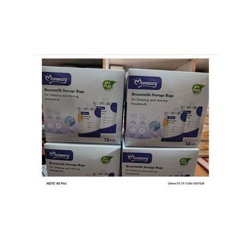 Mom Easy Breast Milk Storage Bags 12 Pcs (180ml)-With Breast Pump Adapter