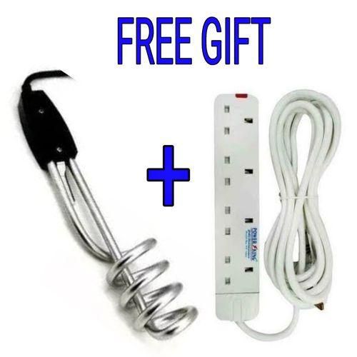 Electric Stainles Water Heater Immersion Coil+ Free 4 Way Extension Cable.