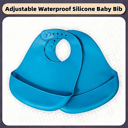 2 Pcs Silicone Baby Bib Waterproof Adjustable Reusable Easy Clean