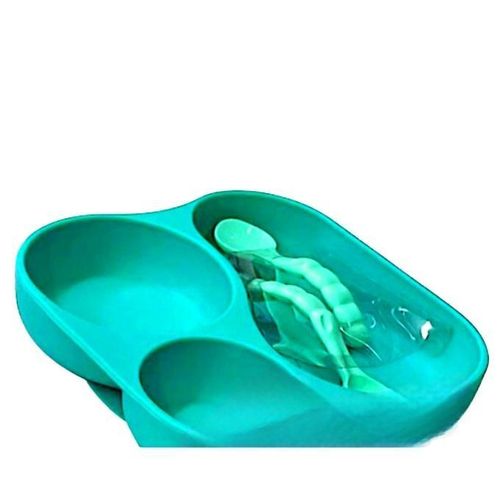 Silicone Suction Baby Dining Plate with Spoons