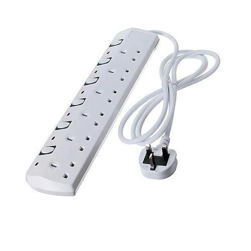 Heavy Duty PVC Cable 6 Way 5M Long Surge Protector Electrical Power Extension Cable- White