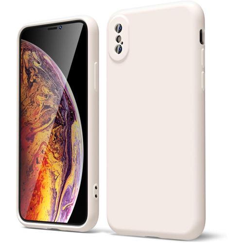 Soft Silicone Slim Fit Cover Anti-Scratch Shockproof Case for Apple iPhone X - Beige Nude