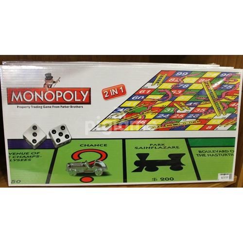2 IN 1 MONOPOLY SNAKE & LADDER FUN BOARD GAME//
