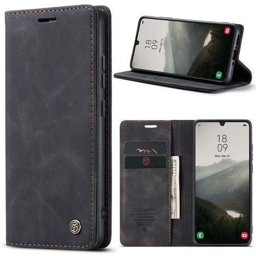 Caseme Phone Case For Wallet Retro Black Suede Leather Flip Case For SAMSUNG S21 ( BLACK)