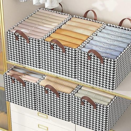 Non-Woven Checked Wardrobe Clothes Jeans Trousers Organizer Large 503020cm