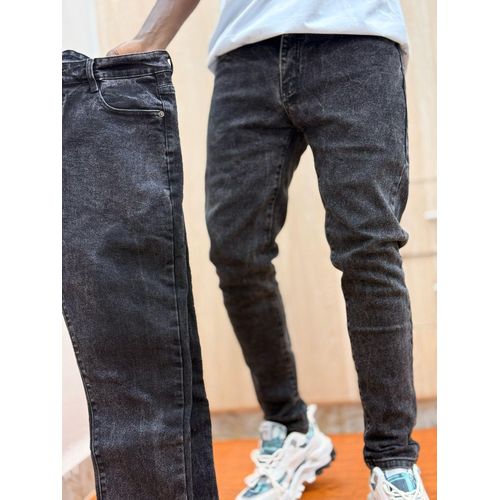 Men black wash denim jeans
