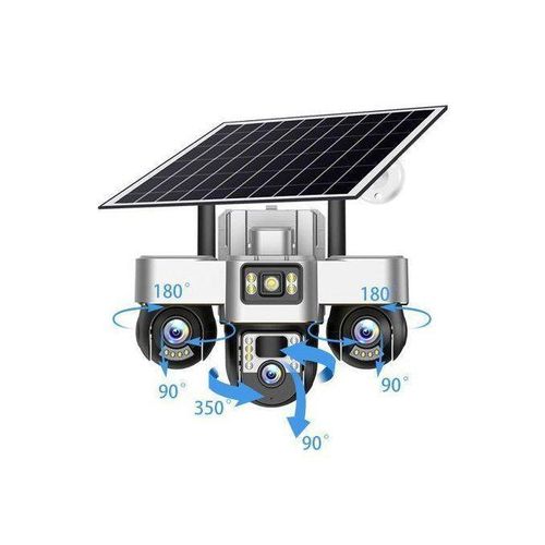 SHARE THIS PRODUCT Battery Powered 3 Cameras Super PTZ Wide Angle V380 Pro Tripple Lenses Outdoor Solar Camera 4G Sim Card Night Vision With Motion