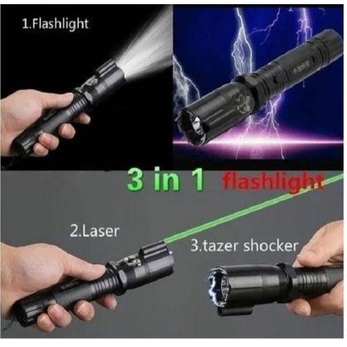 3-in-1 Rechargeable Flashlight with Laser Pointer Torch