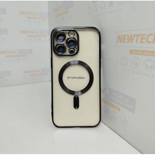 iPhone 14 Pro Max Cover Clear Luxury Case MagSafe, Shockproof Case, Highspeed Wireless Charging - Elegant Design, Soft TPU with Glass Camera Lens Protection (Black)