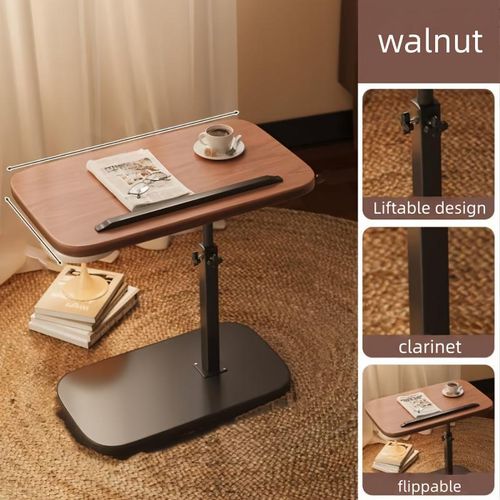 Foldable C-shaped mobile table, 360° rotating and height-adjustable workstation - Heavy-duty metal table - Space-saving laptop desk