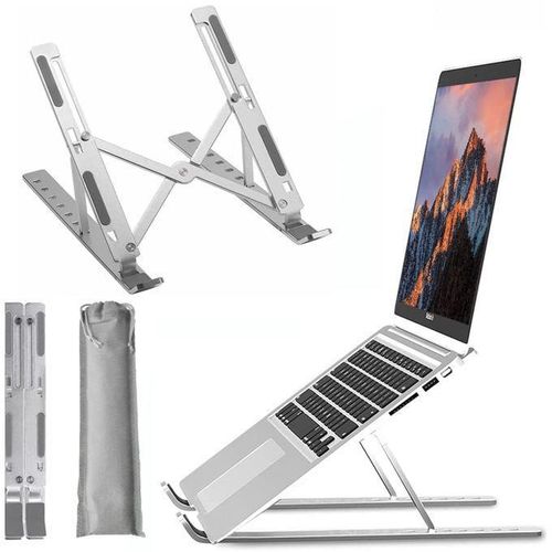 Aluminium Laptop Desk Stand Adjustable Height Foldable Ergonomic Computer Holder with Strong Aluminium Alloy Construction and Non-Slip Base