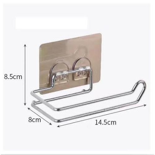 1Pc Stainless Steel Self-Adhesive Toilet Paper & Towel Holder – Wall Mount Stand