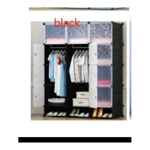 Portable Plastic Wardrobe Closet Durable Multi-Layer Storage Cabinet with Dustproof Cover Metal Frame