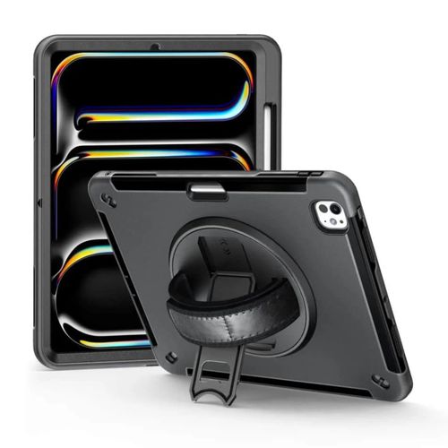 Military-Grade Active PC + TPU Combo, Drop Protection Cover, Defender Tablet Case with Hand/Shoulder Strap and Pen Holder, Rotating Kickstand Case for Apple iPad Pro 13 (M5 Chip, 2025)