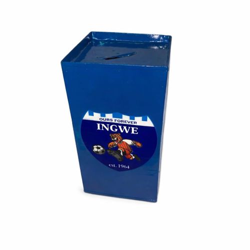 Handmade AFC Leopards Logo Piggy Bank – Blue Metal Money Saving Box Football Fan Gift