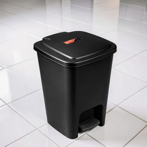Multi-Purpose Office Hotel Restaurant Use Hygienic 30L Black Hard Plastic Step Pedal Waste Garbage Dust Bin