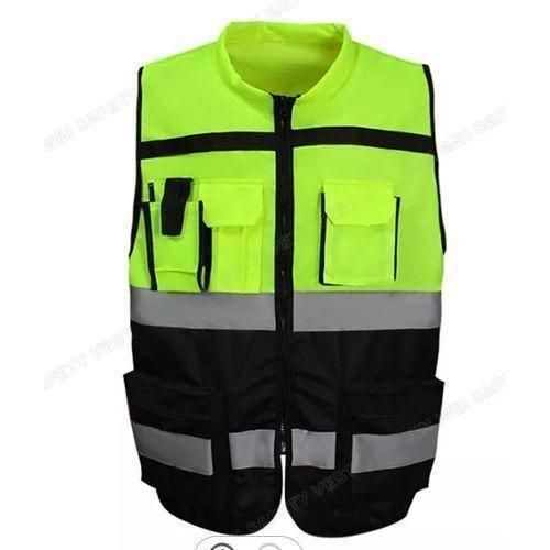 High Visibility Reflective Safety Vest – Multi-Pocket Zip-Up Work Vest for Construction, Security & Road Safety