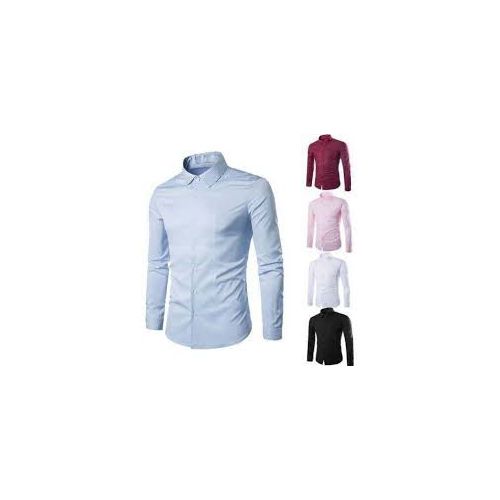 5Pcs Men Official Shirt Long Sleeve Cotton Slim Fit