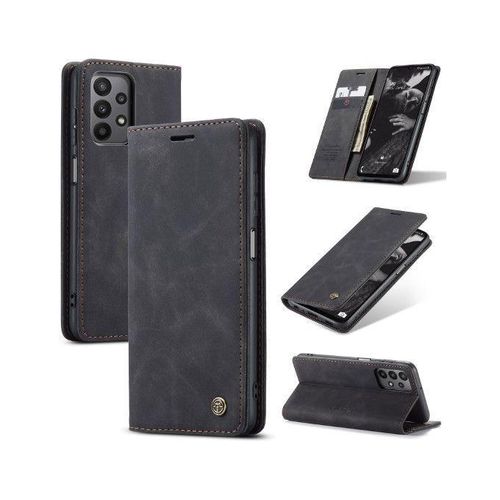 Phone Case For Wallet Retro Black Suede Leather Flip Case For Samsung Galaxy A23