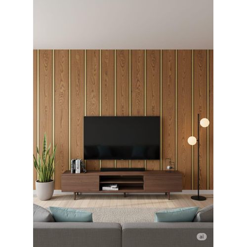 Fluted Morden Wallpaper for home decoration brown- gold-5M