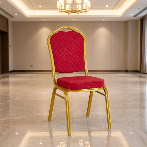 Heavy Duty Gold Crown Banquet Chair Stackable Foldable Hotel Wedding Event Chair with Metal Frame