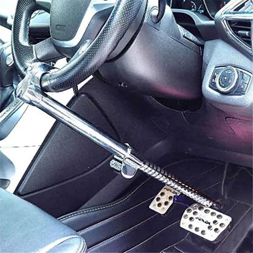 MULTI-PURPOSE USE vehicle security lock for steering wheel brake clutch Heavy Duty Universal Anti-Theft Security Car Steering Wheel Lock Brake Clutch Lock Retractable Locking Hook Device with 3 Keys