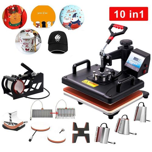 Sublimation 10 Into 1 Hot Press Shoe Transfer Machine Hot Press Machine for Mark T-shirt Shoe Bottle Pen Football