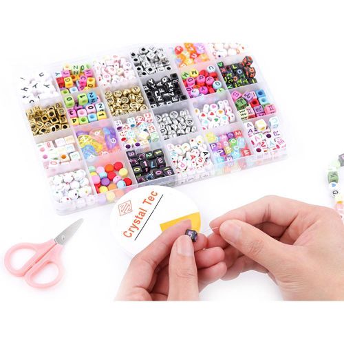 Kids Jewelry Making Bead Kit – 24 Compartment DIY Bracelet & Necklace Craft Set - Preschool Educational Beads Toy for Girls & Boys 3+ Years