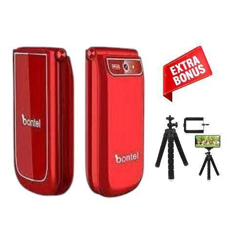 Bontel A225 Mobile Dual Sim Flip Phone 177inch 1000 MAh - Red