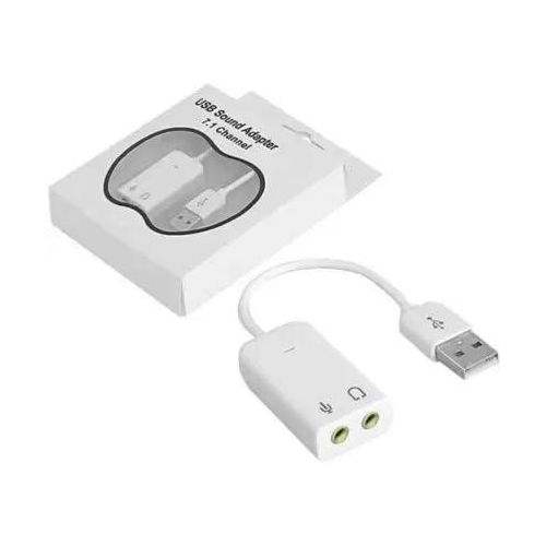 USB Sound Card Adapter 7.1 Channel External Audio Adapter Stereo Sound Card Converter 3.5mm AUX Microphone Jackfor Windows, MAC, Linux, PC,Laptop, Desktops (1pc, White)
